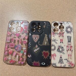 Stylish Phone Case Set - Pink, Black, Cream
